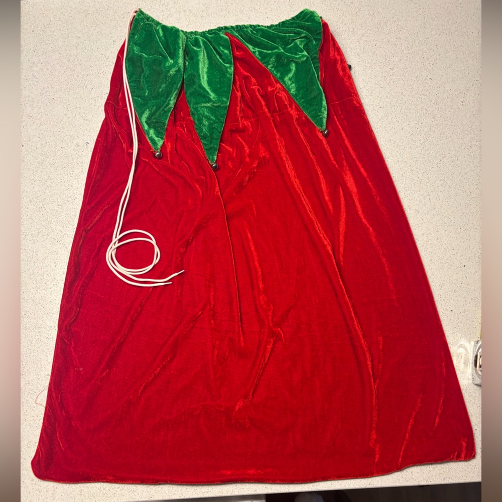 Santa’s helper Christmas red/green velvet toy sack toys w bells holiday believe